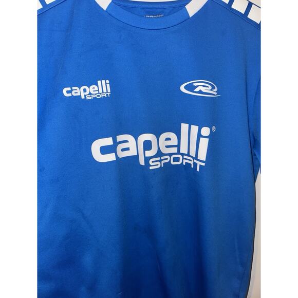 -Capelli Soccer Shirt Size Sm Blue N White Length 25.5” Chest 20” - Picture 7 of 7